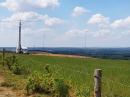 Picture of the temporary SO2R antenna setup (from left to right): the 15 meters high antenna mast trailer not yet fully erected with on top the Spiderbeam (RUN for high bands) and the inverted V 160/80/40 (SEARCH for low bands), 1/4 wave vertical with 16 radials, 10m long for 40m band, the TA33jr Mosley antenna at 12m high (SEARCH for high bands) and an Inverted L 160/80m with 24 radials 20m long (RUN for low bands).